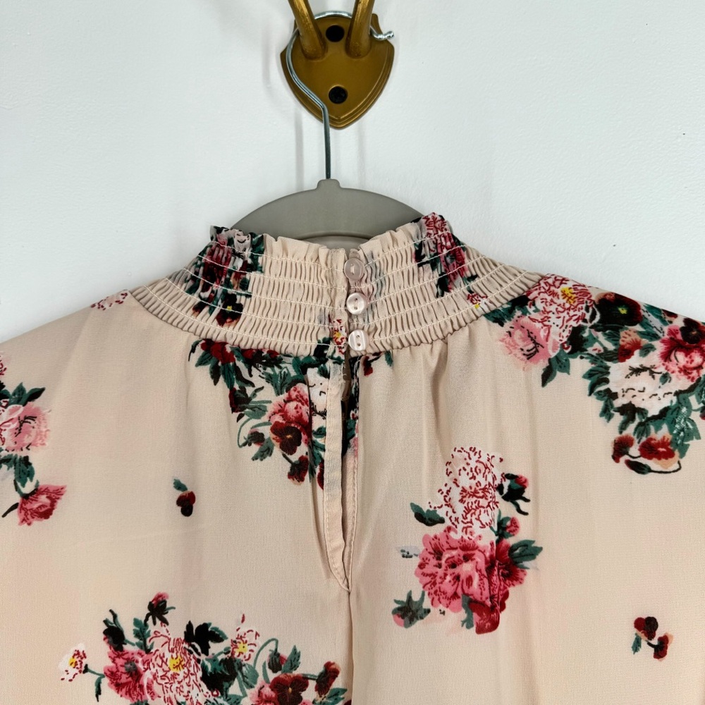 Midnight Sky Peach Floral Long Sleeve Blouse Women's Size Large - Picture 7 of 13
